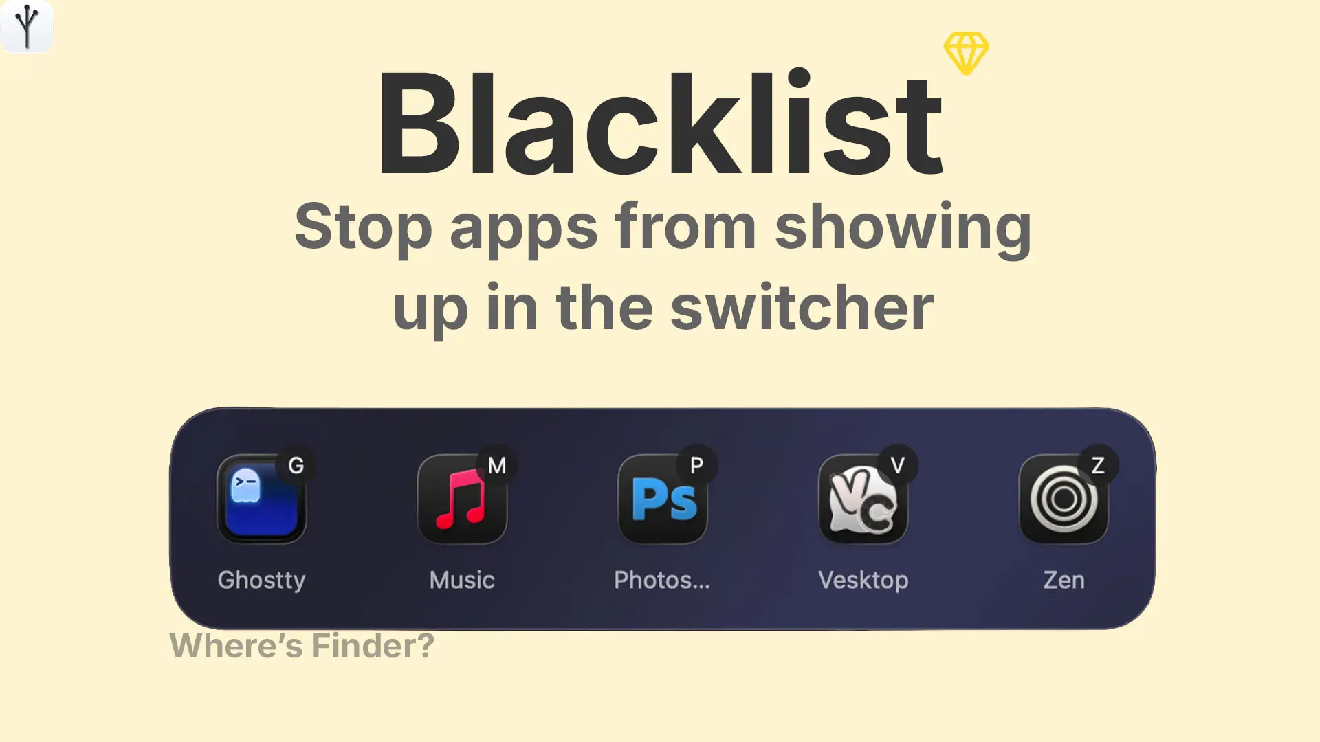 Sxitch blacklist apps from showing up in the mac switcher